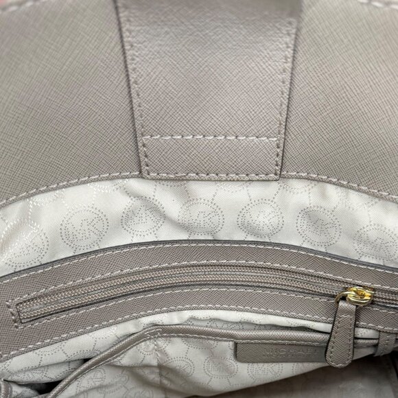 Michael Kors Taupe Saffiano Leather Satchel Hand/Shoulder Bag Large w/Gold Lock - Picture 8 of 15